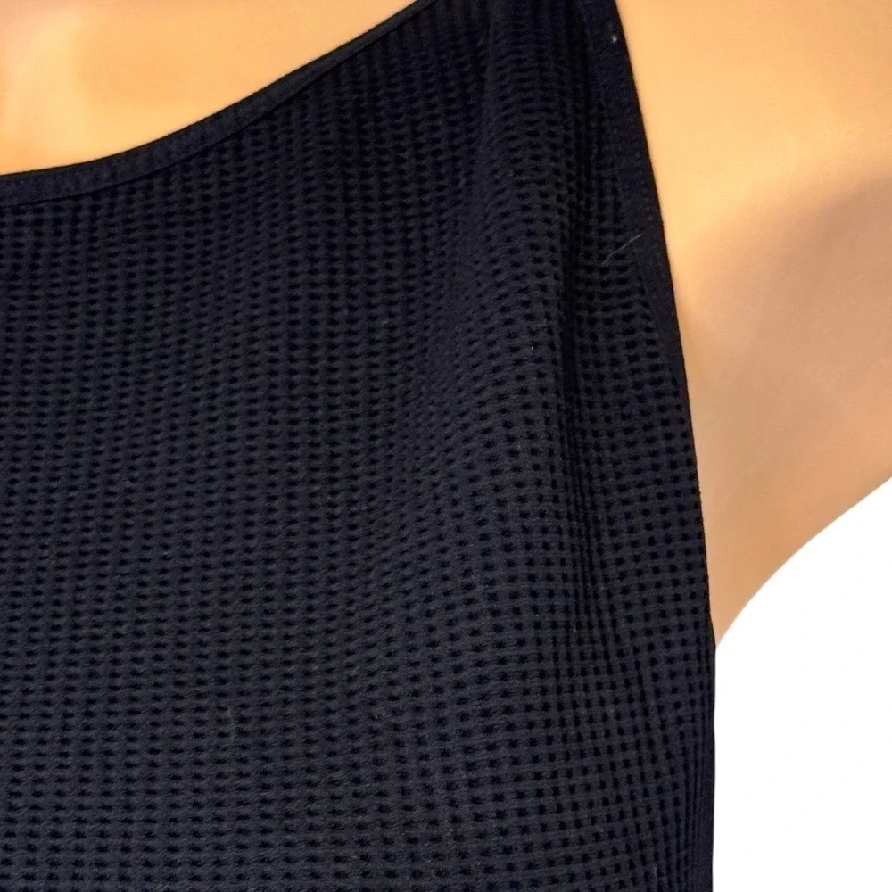 Intimately Free People Black Waffle Knit Cropped Tank Top XL/XXL Sleeveless Boat